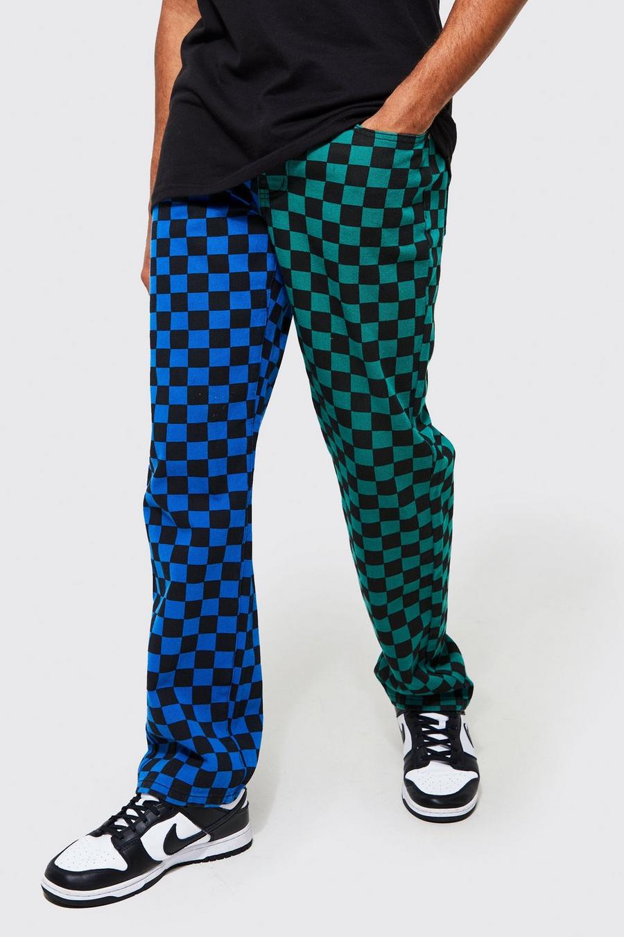 Cobalt Relaxed Fit Spliced Checkerboard Jean image number 1