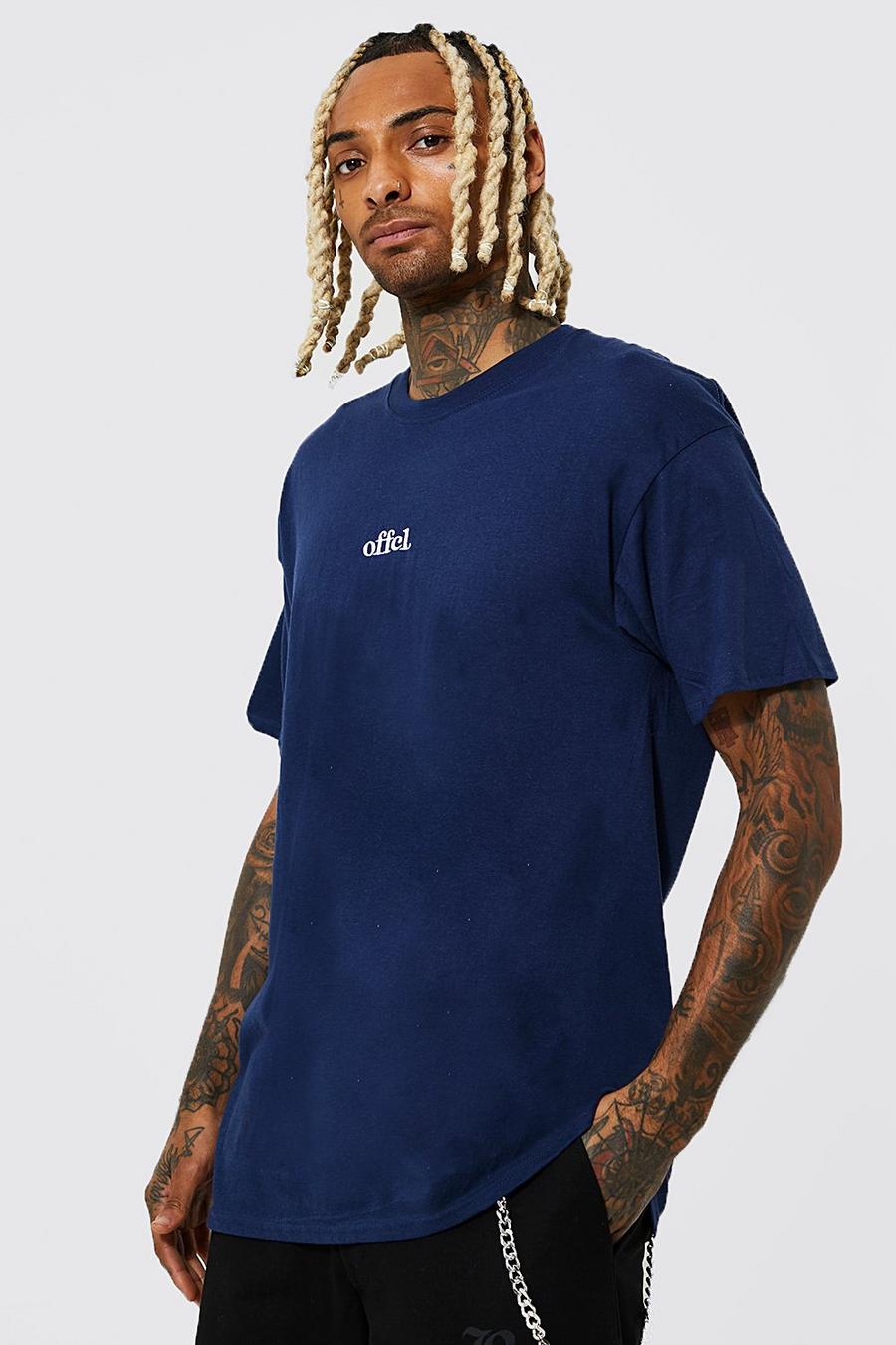 Navy Oversized Offcl Embroidered T-shirt 