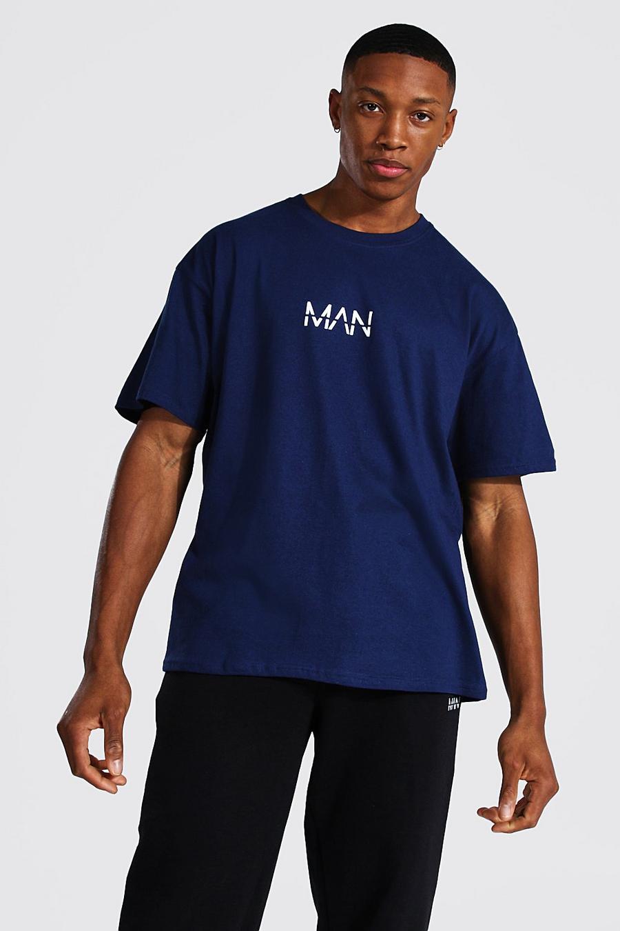 T-shirt oversize à imprimé - MAN, Navy image number 1