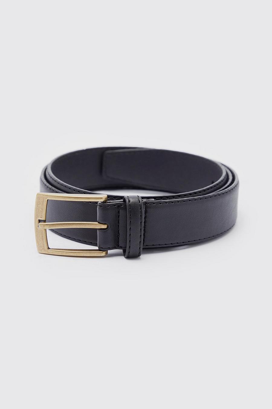Black Faux Leather Feather Edge Belt image number 1
