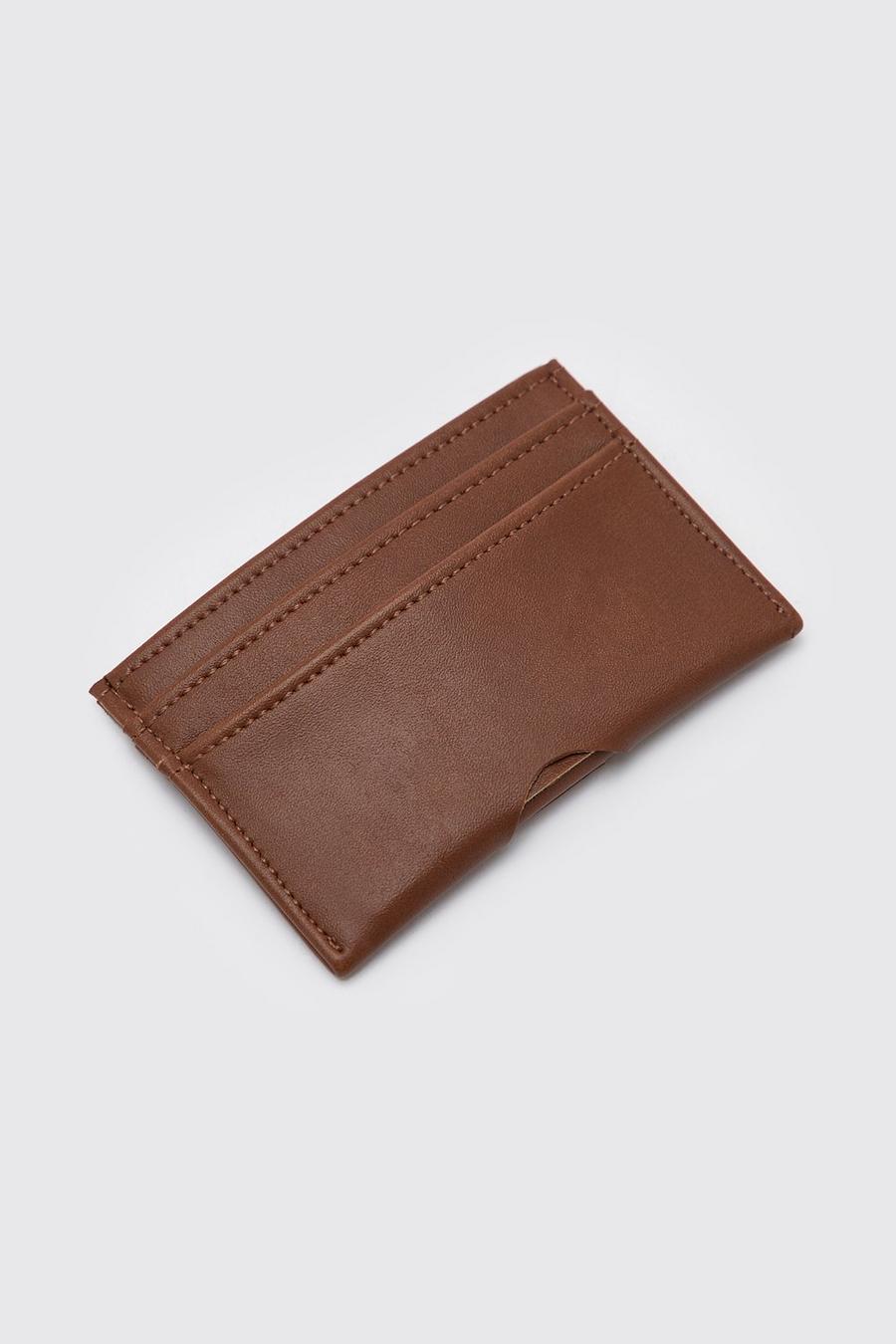 Chocolate Faux Leather Card Holder image number 1