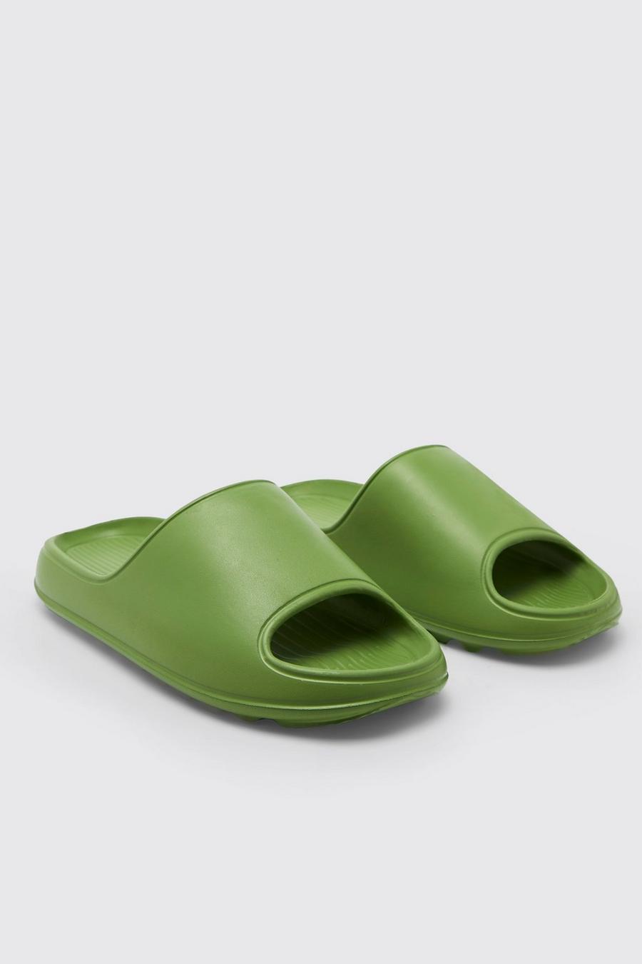 Sandalias gruesas con suela moldeada lisas, Green gerde