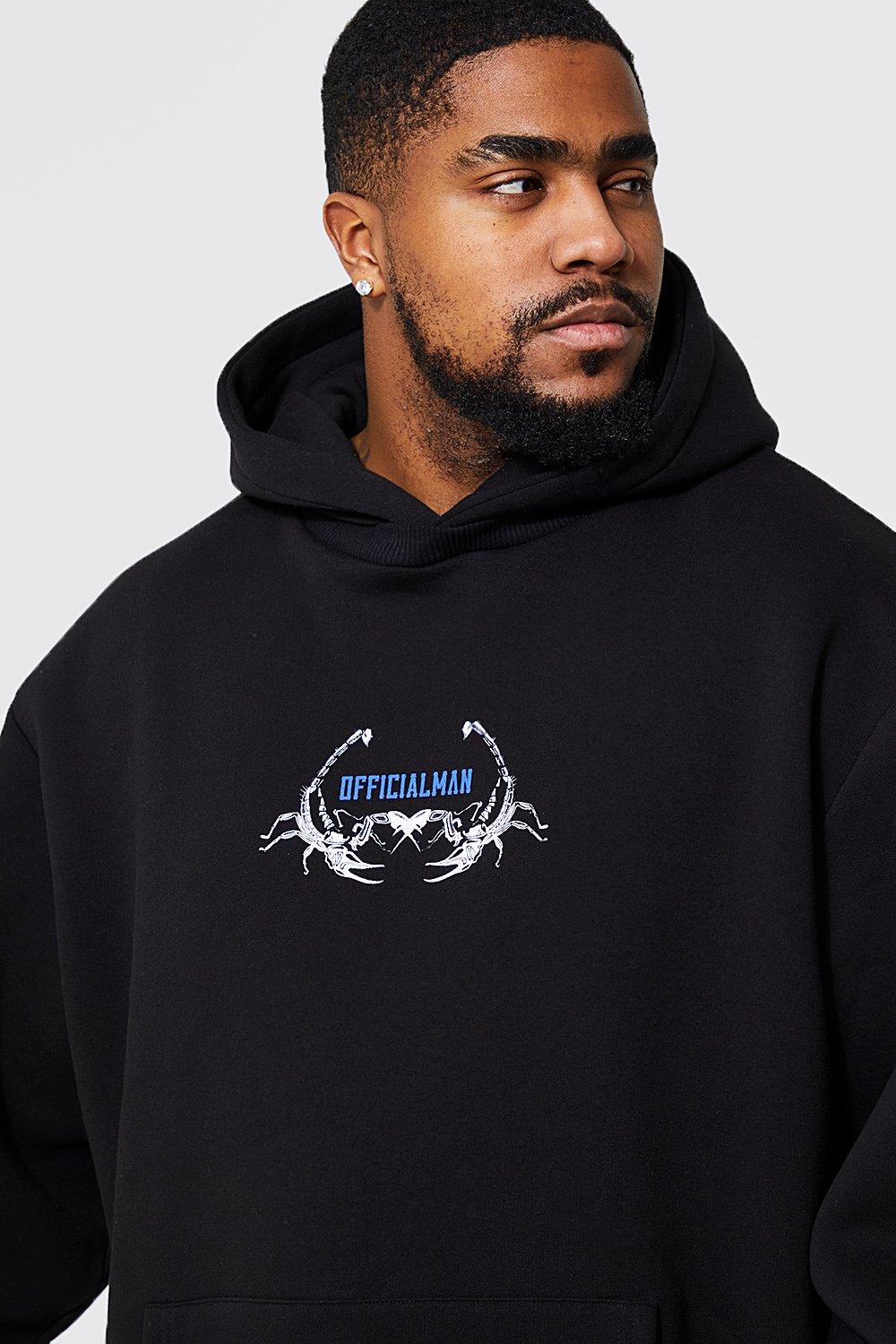 Plus Loose Scorpian Print Rib Neck Hoodie boohoo IL