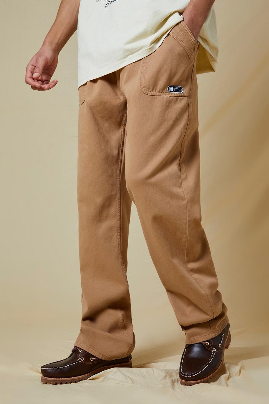 Stone beige Tall Relaxed Fit Elastic Waist Twill Trouser