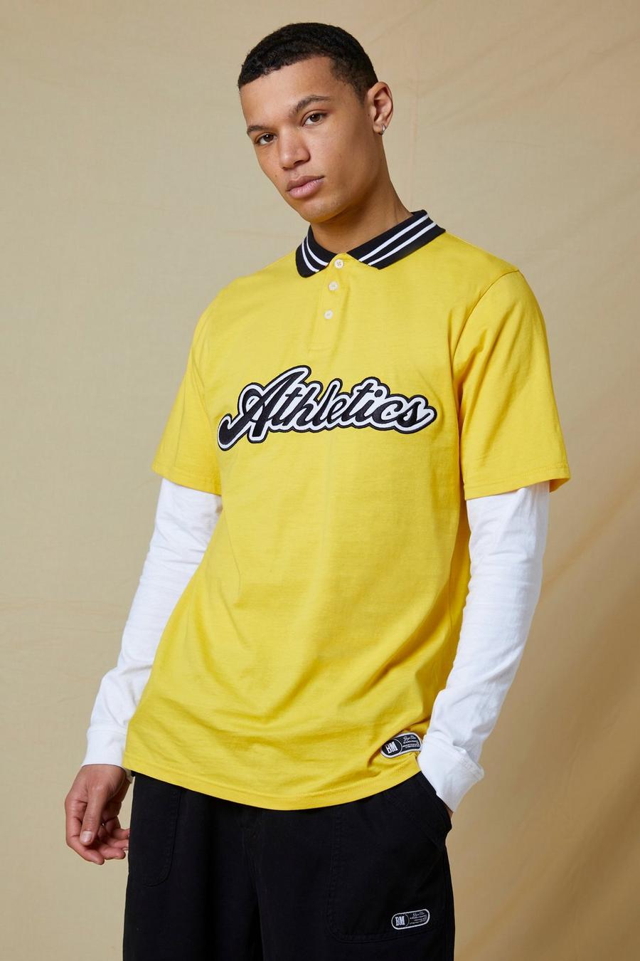 Yellow Tall Athletics Applique Faux Sleeve Polo image number 1