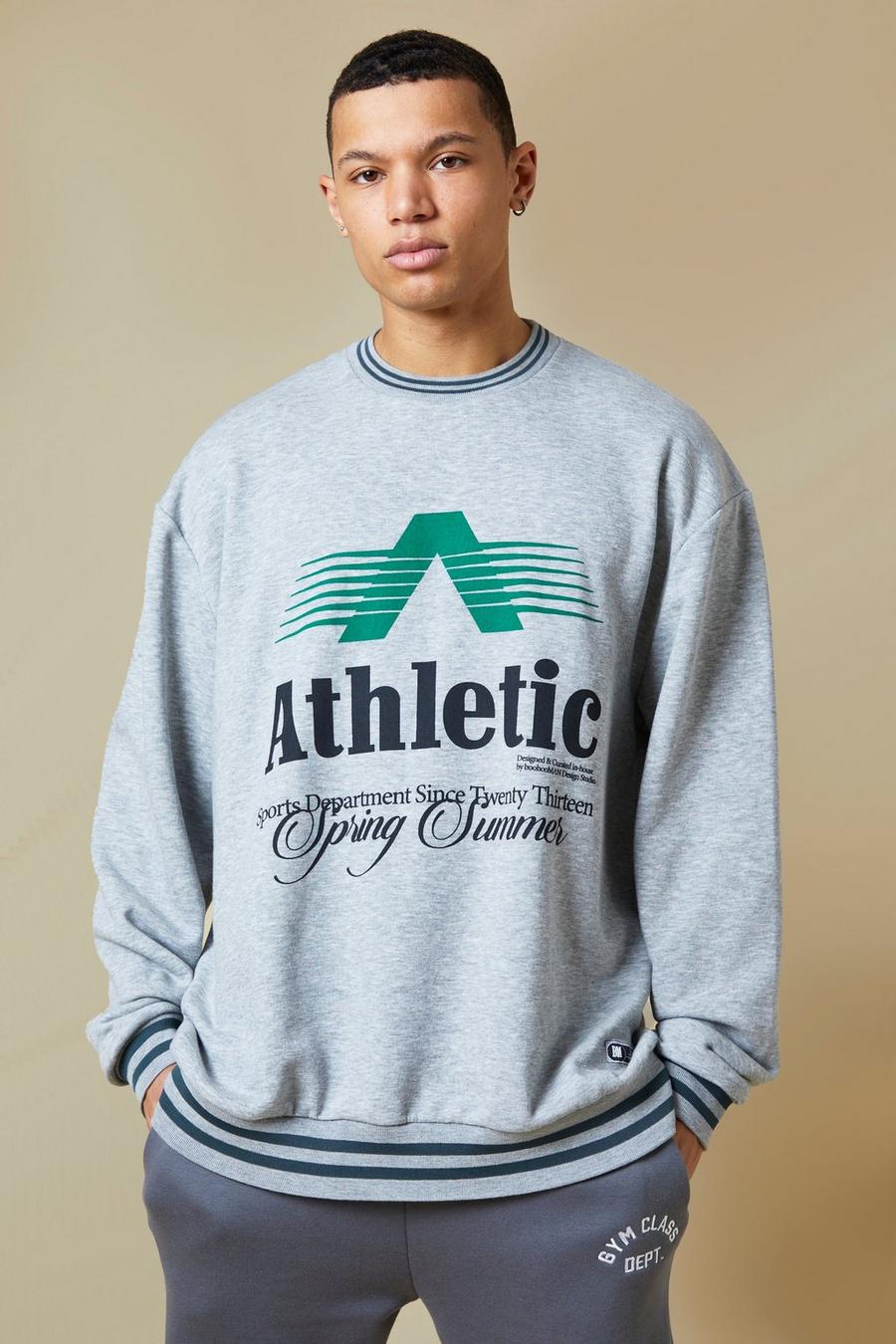 Grey marl Tall Oversized Athletic Sports Rib Sweater image number 1