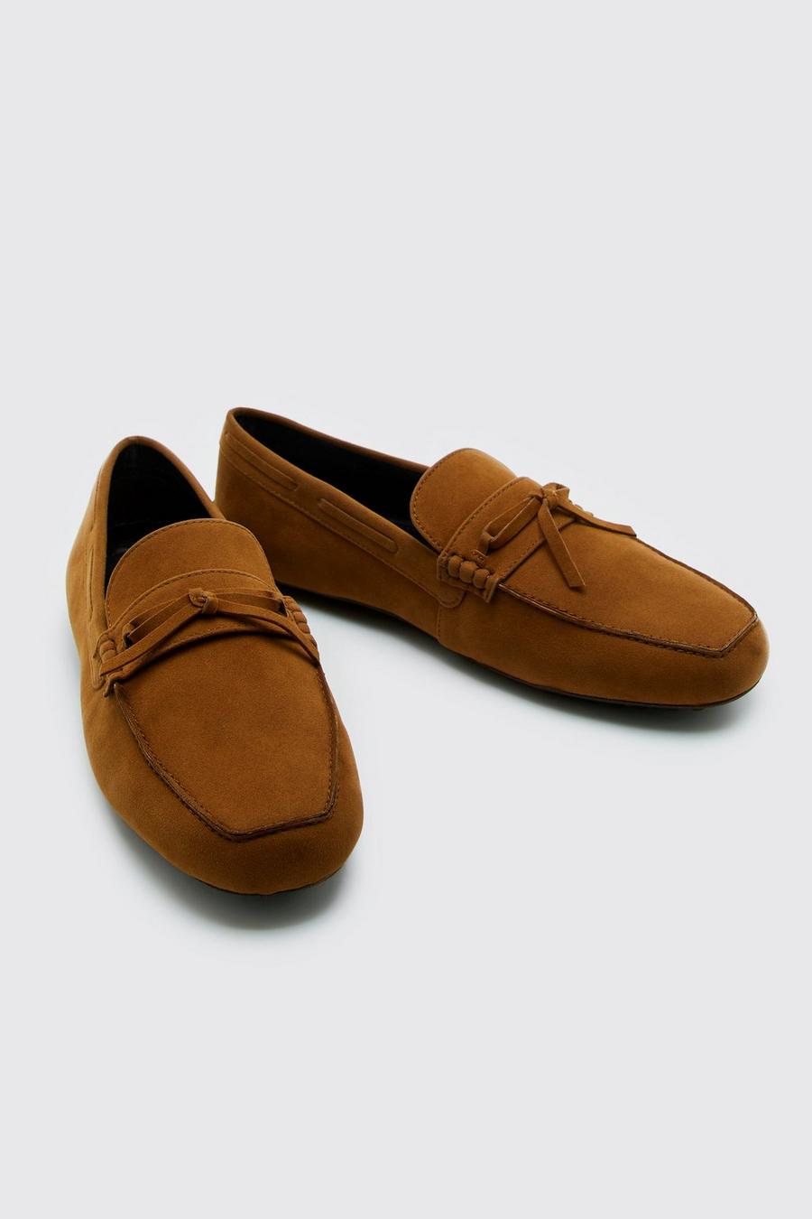 חום שזוף marrón נעלי מוקסין מבד דמוי זמש image number 1