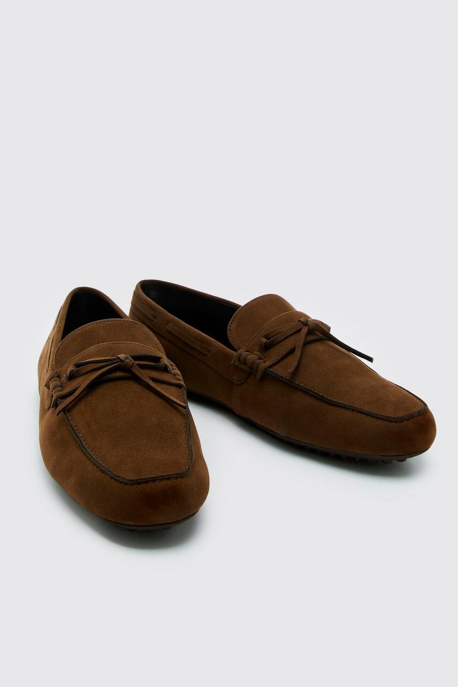 Chocolate Faux Suede Driving Shoe  image number 1