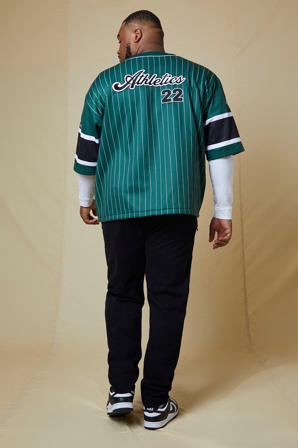 Plus Boxy Fit Striped Jersey Baseball Shirt