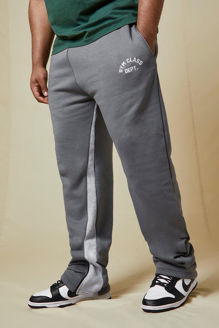 Pantaloni tuta Plus Size Regular Fit con pieghe sul fondo e inserti, Charcoal image number 1