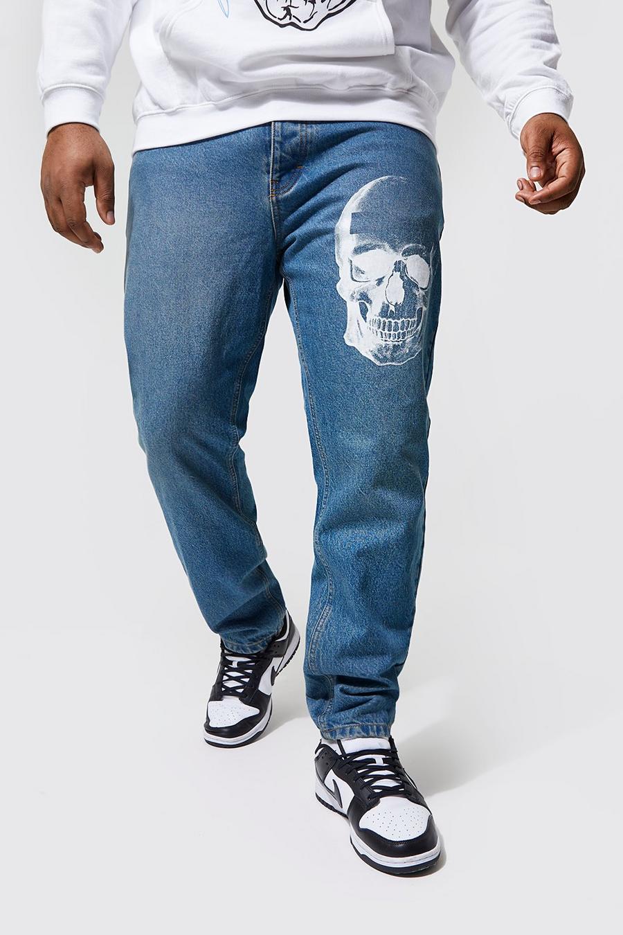 Vintage wash Plus - Skinny jeans med tryck image number 1