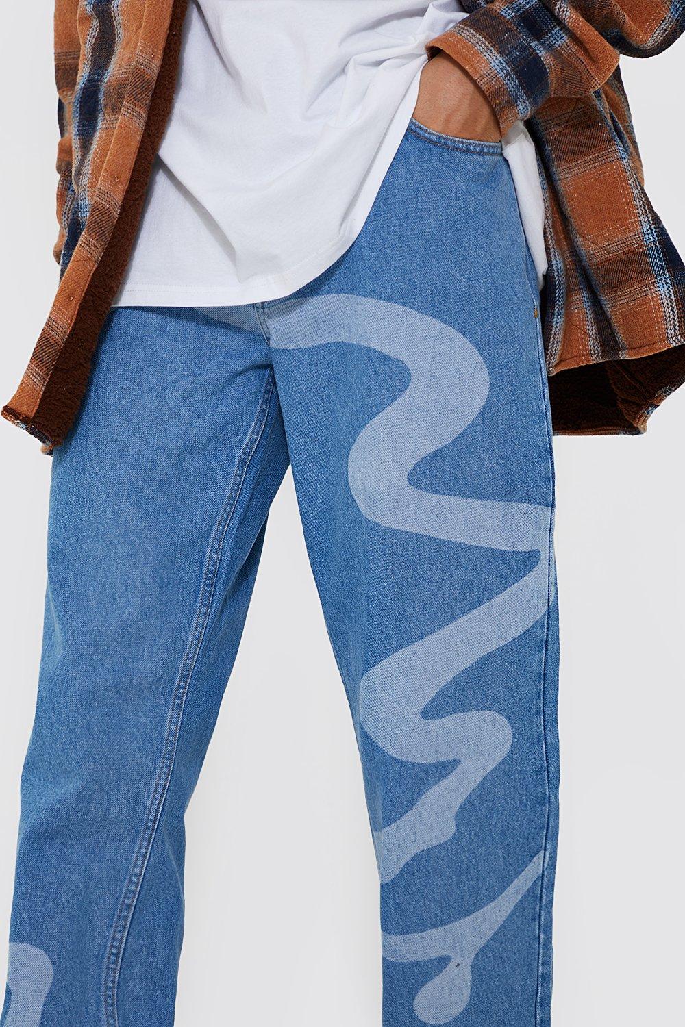Tall Straight Leg Abstract Laser Print Jean