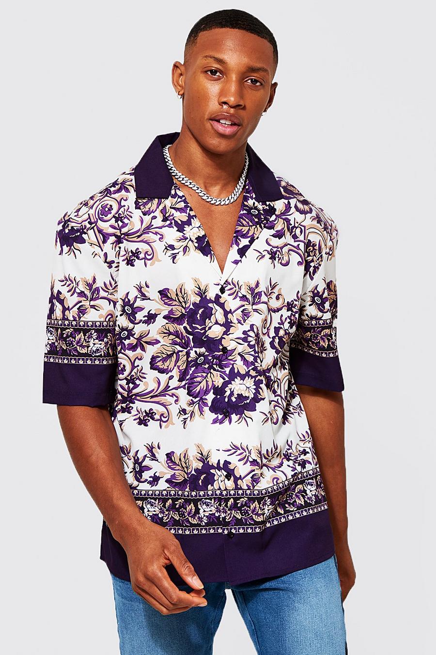 Purple Dropped Revere Baroque Shirt image number 1