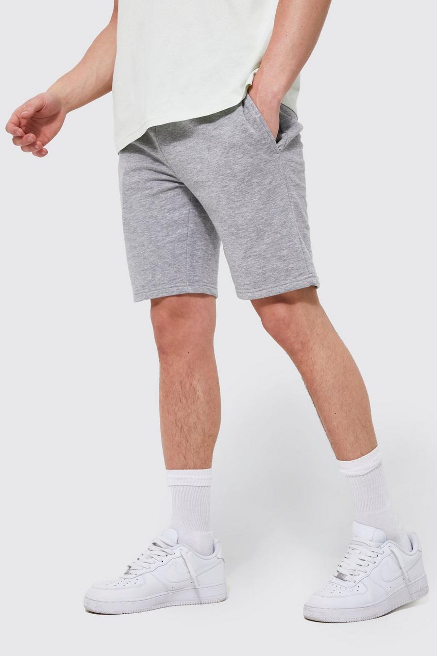 Grey marl grå Slim Mid Length Jersey Short with REEL Cotton