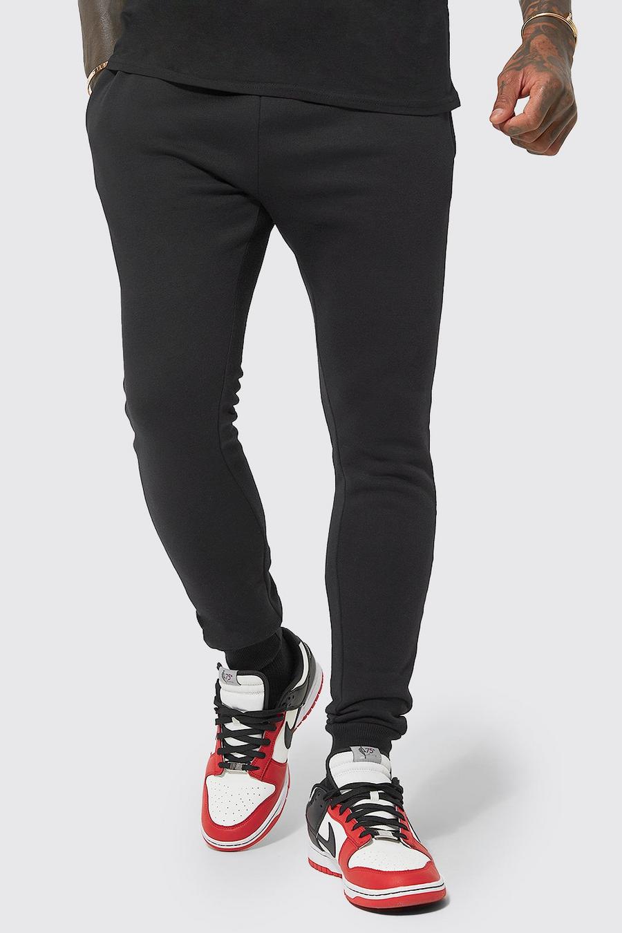 Pantaloni tuta Super Skinny Fit in cotone REEL, Black nero