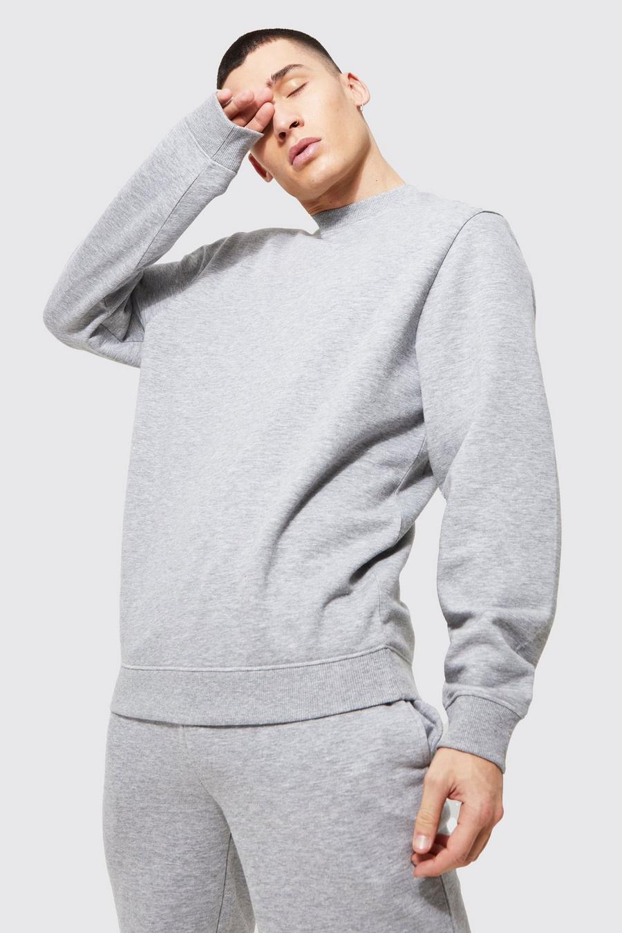 Grey marl grå Basic Sweatshirt med rund hals image number 1