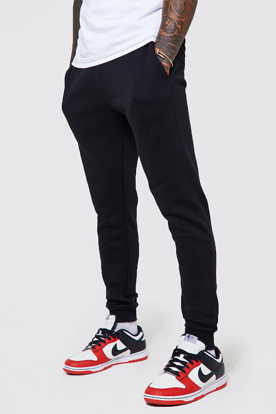 Pantaloni tuta Basic Skinny Fit in cotone REEL, Black negro
