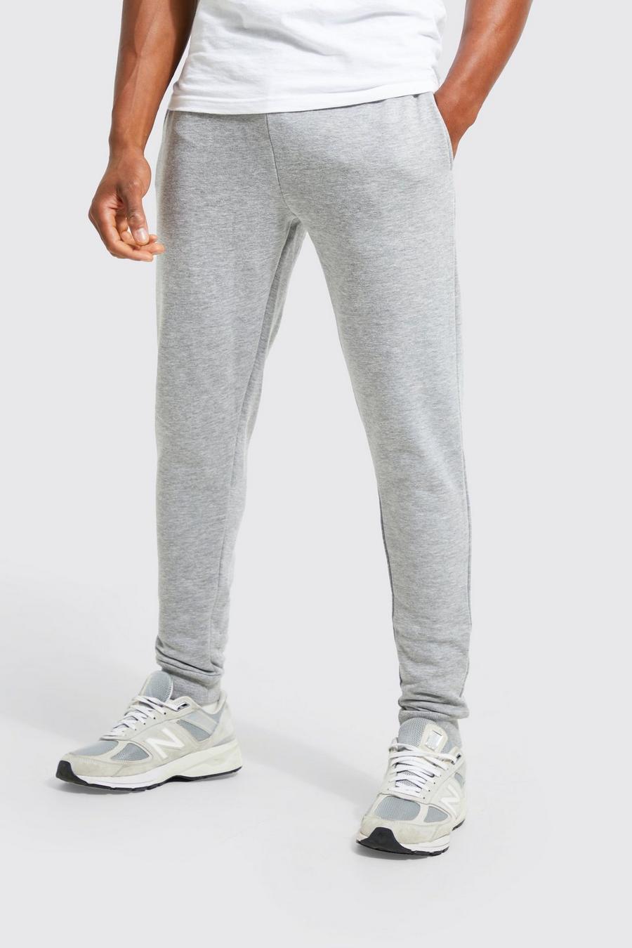 Grey marl מכנסי ריצה בייסיק בגזרה צרה בשילוב כותנת REEL image number 1