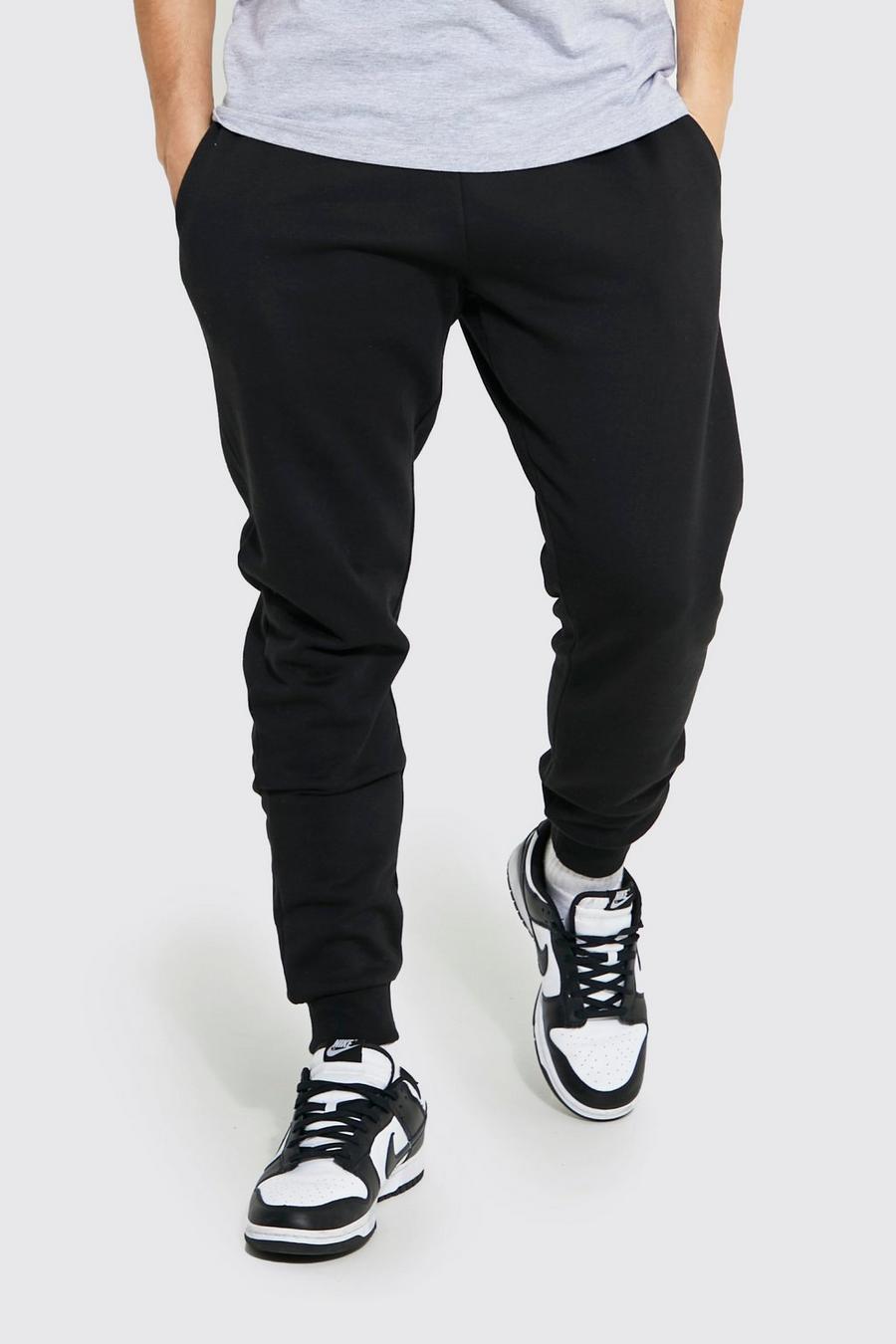 Pantaloni tuta Basic Slim Fit in cotone REEL, Black nero