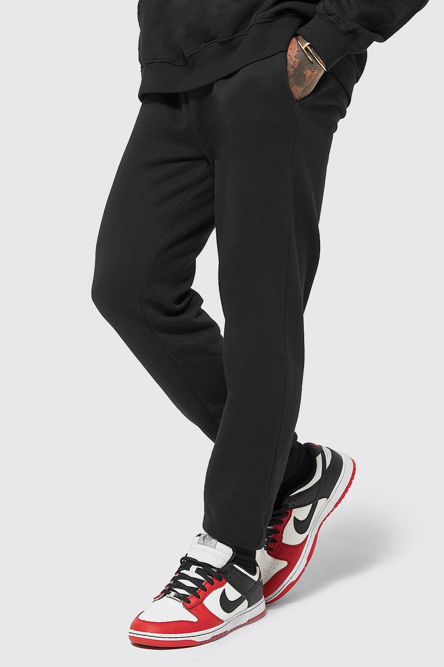Black מכנסי ריצה בגזרה רגילה מבד משולב בכותנת REEL image number 1