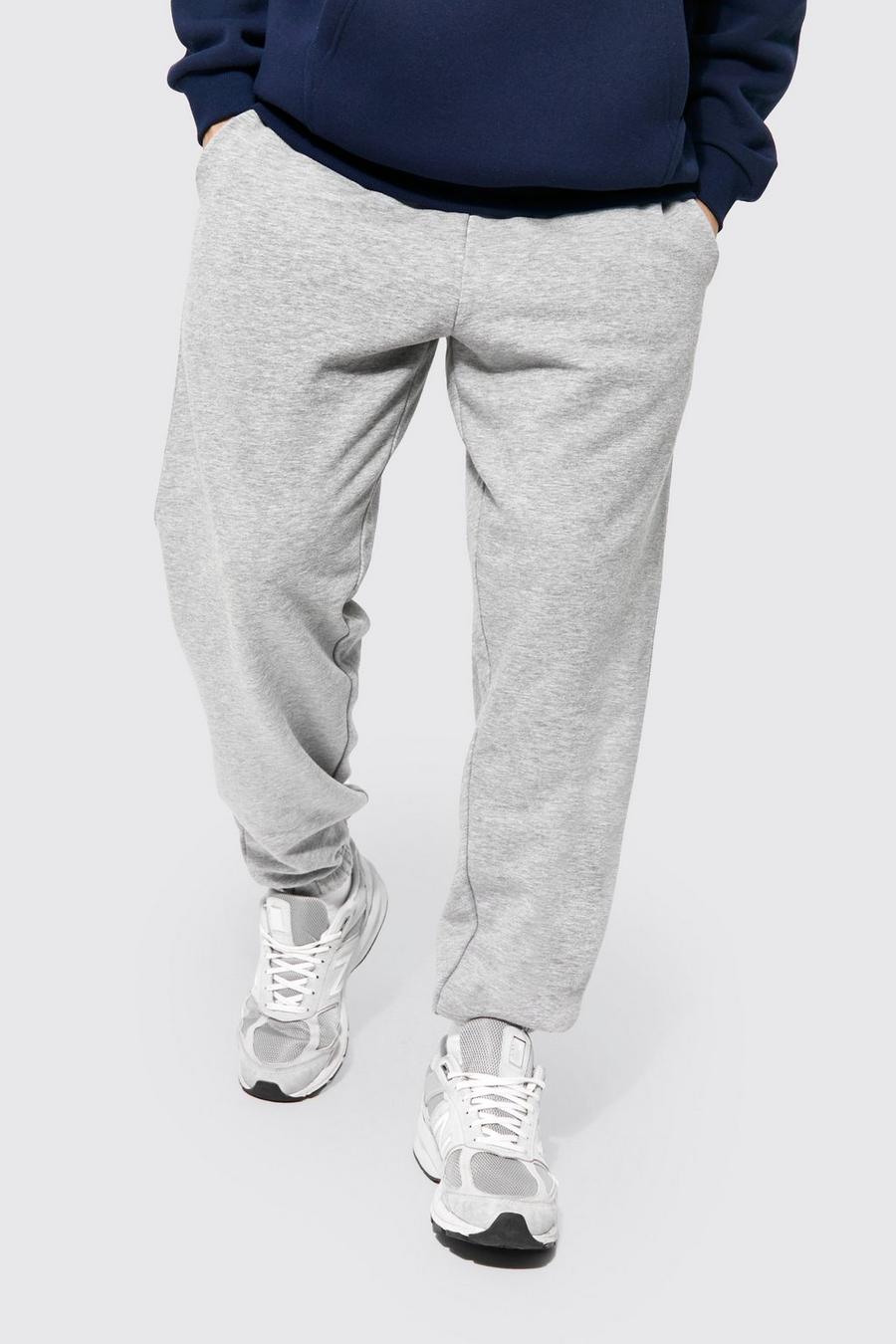 Grey marl מכנסי ריצה בייסיק אוברסייז מבד משולב בכותנת REEL image number 1
