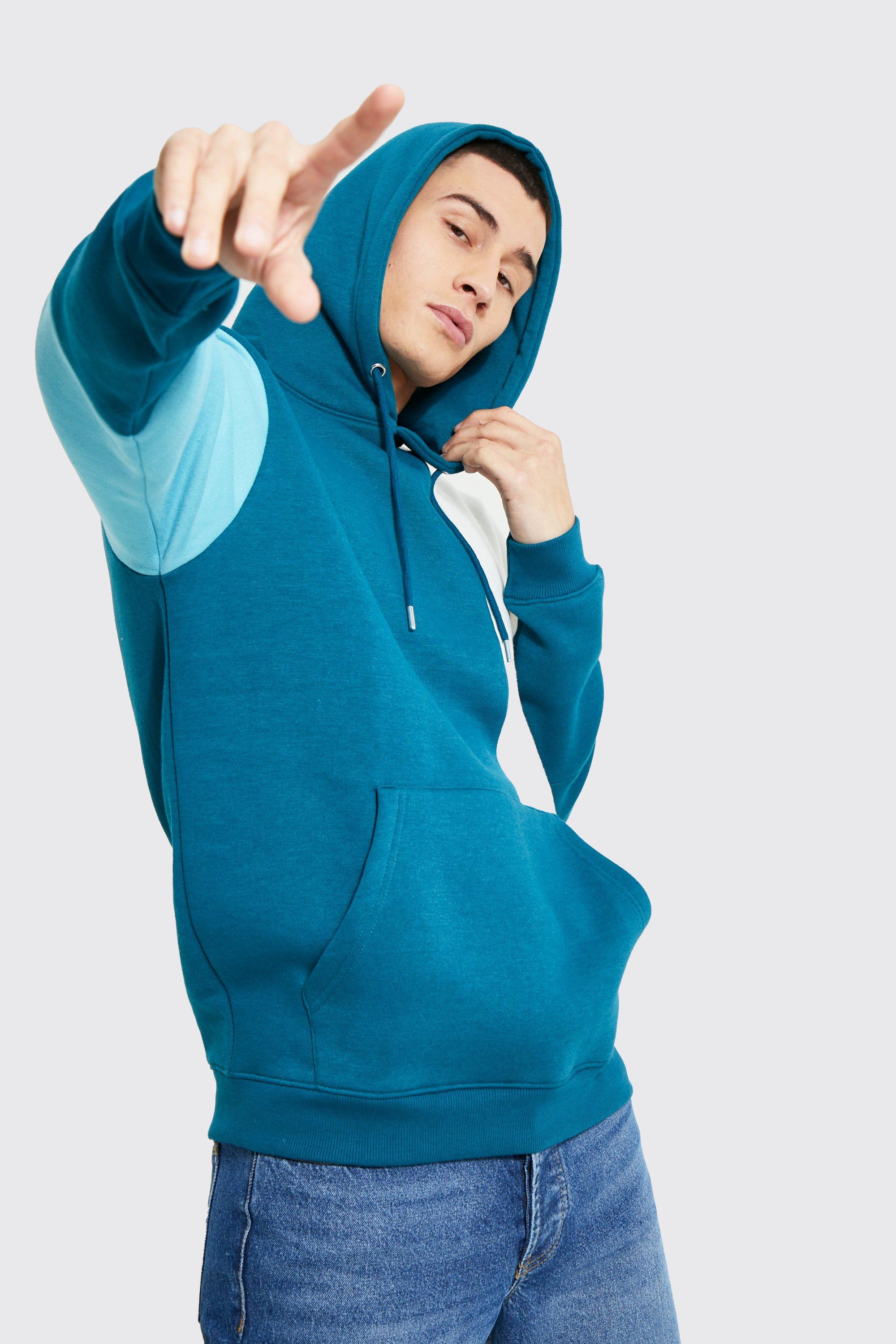 Color block best sale patchwork hoodie