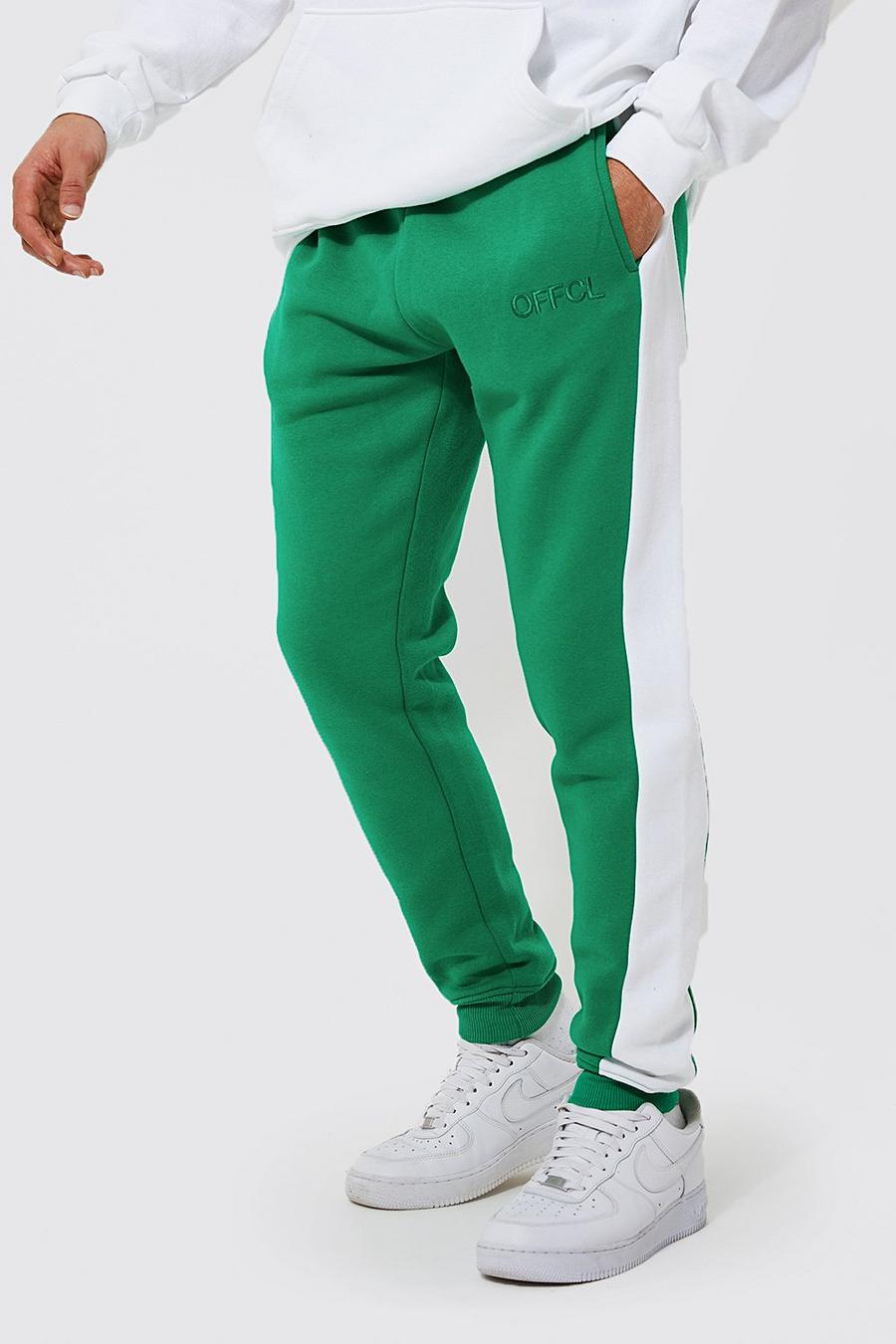 Green Offcl Joggers i skinny fit med blockfärger image number 1