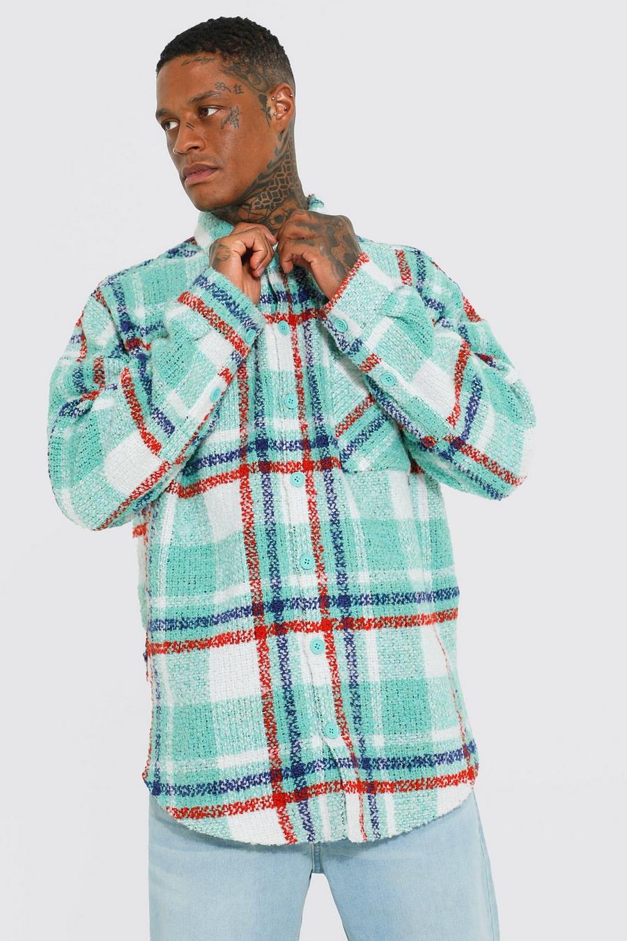 Mint  Heavyweight Check Curved Hem Overshirt  image number 1