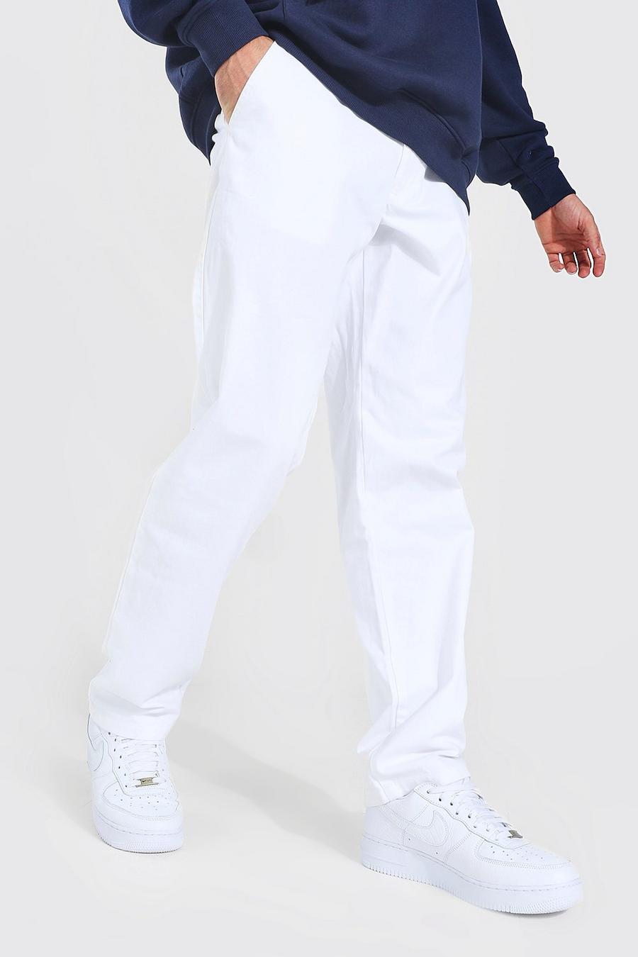 White Fixed Waist Relaxed Fit Chino Trouser image number 1