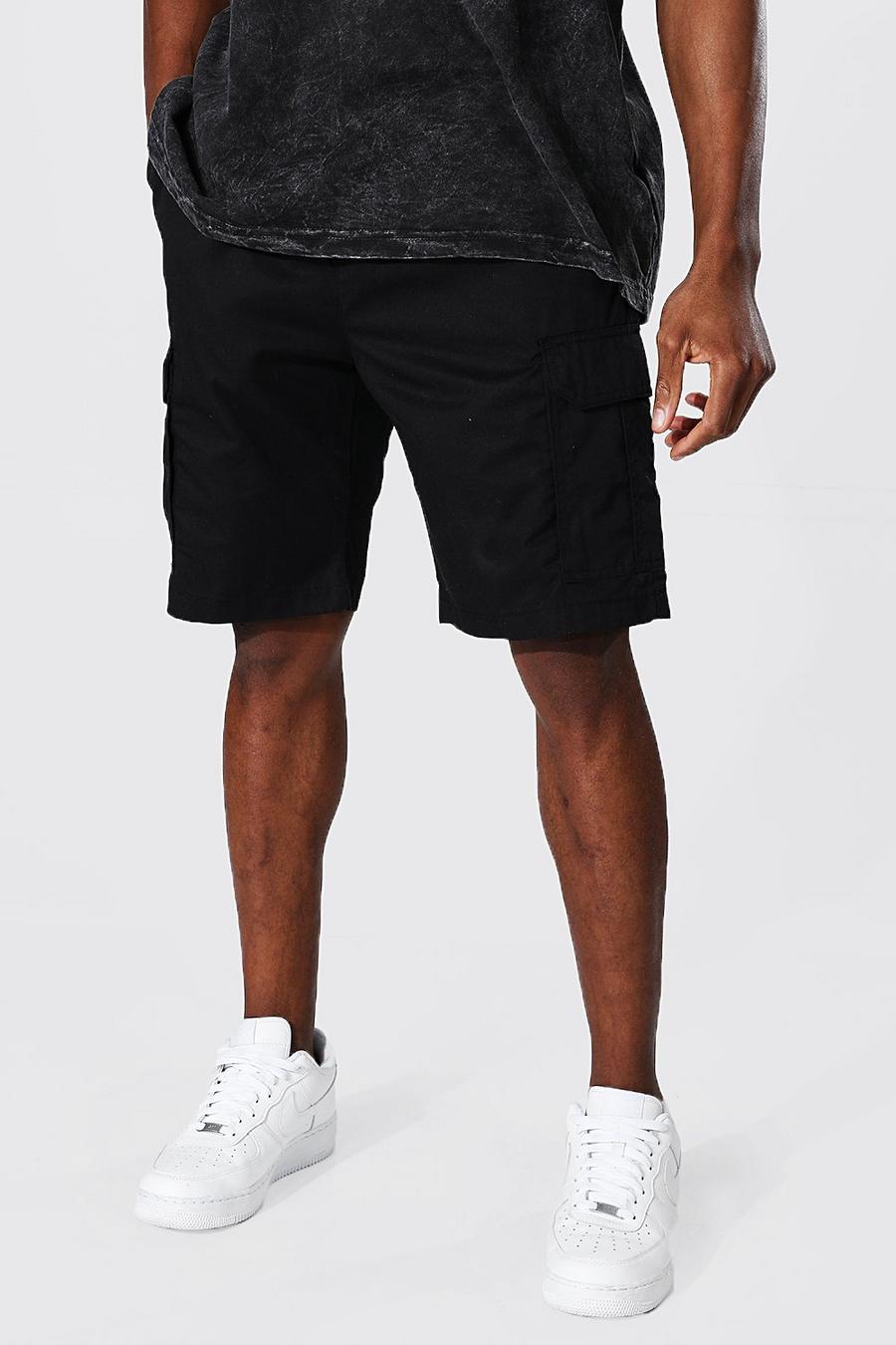 Pantalón corto cargo con cintura elástica, Black image number 1