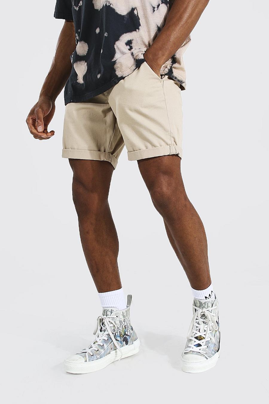 Slim-Fit Chino Shorts, Stone beige