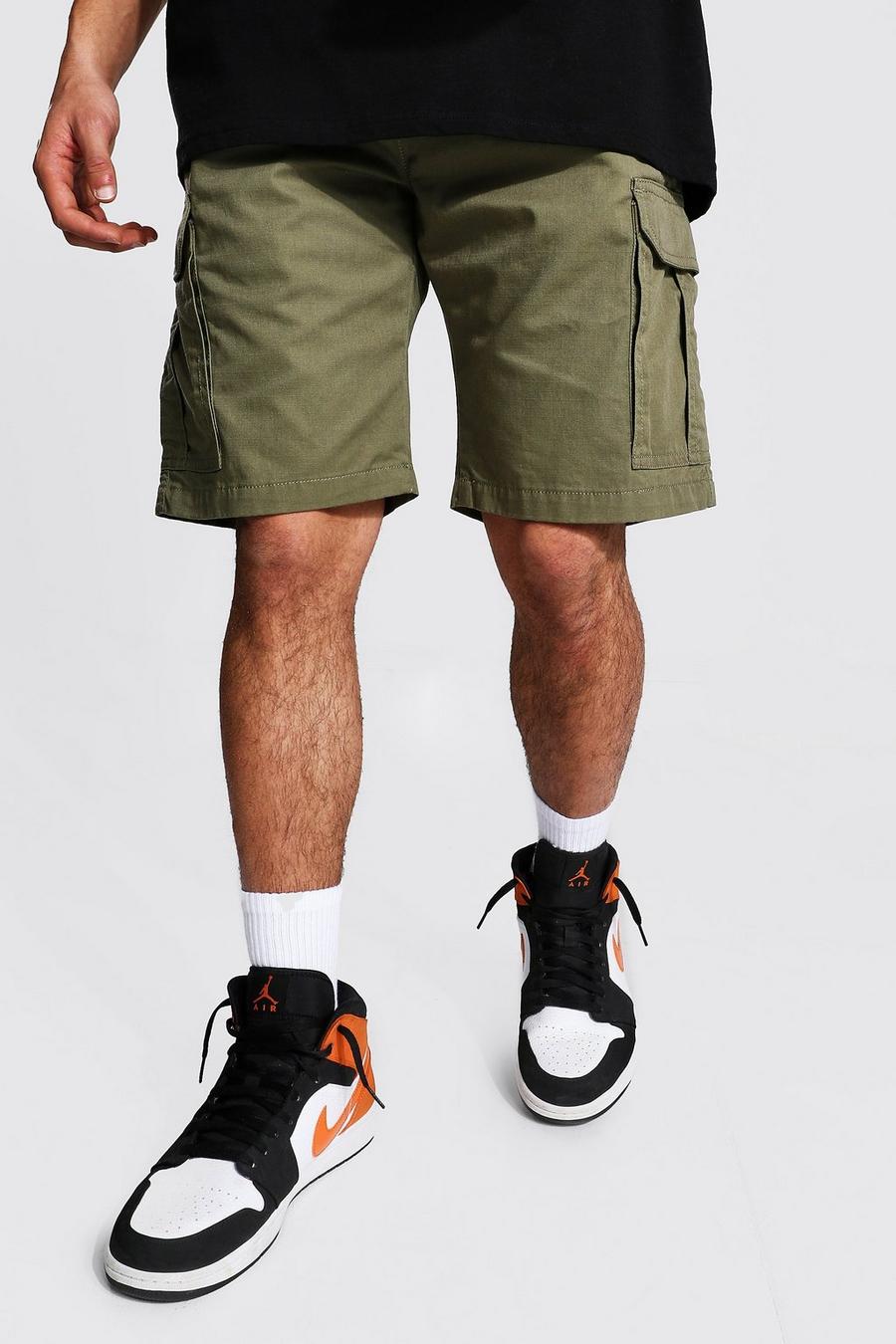 Cargo-Shorts mit elastischem Bund, Khaki