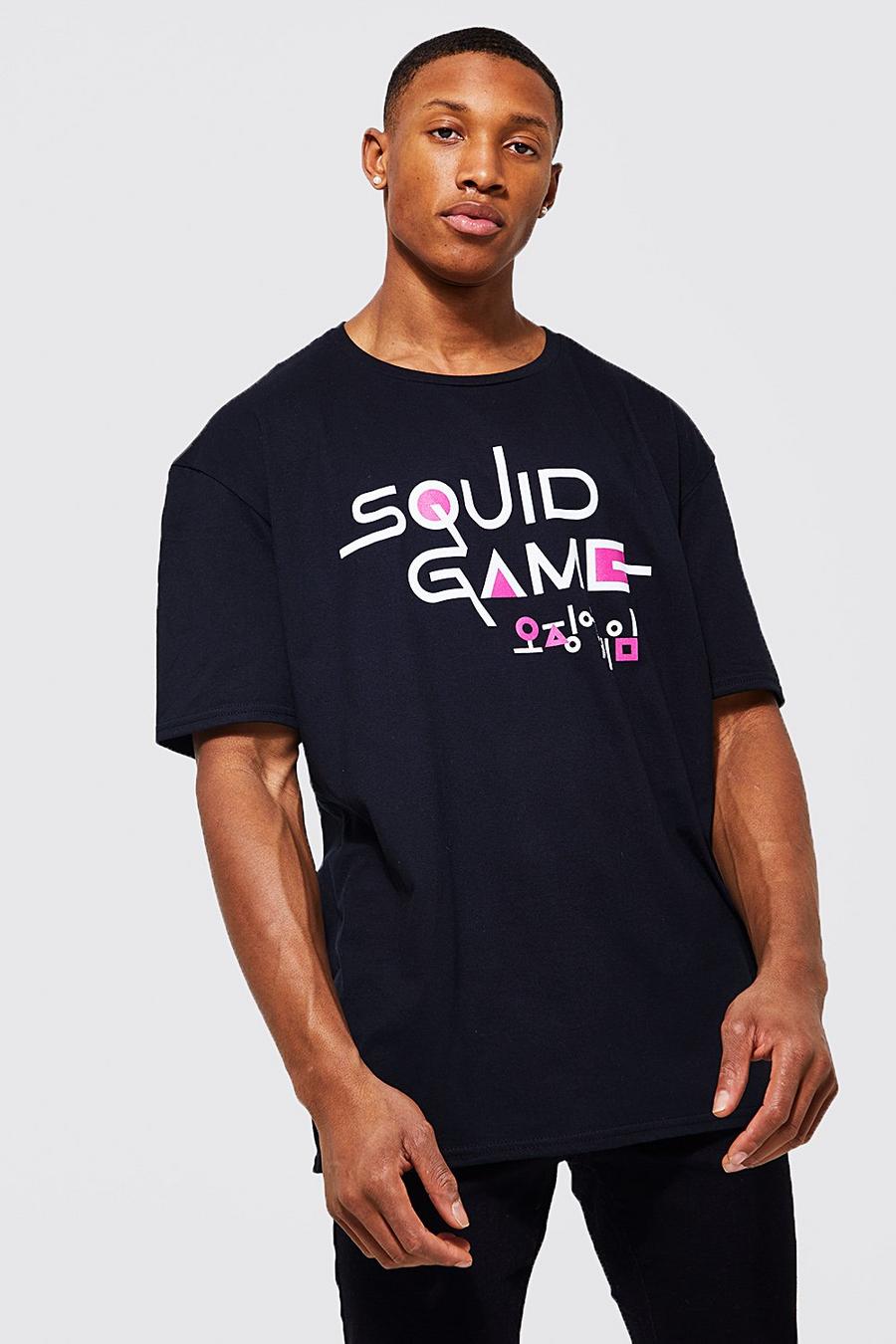 Black Oversized Squid Game Logo License T-shirt image number 1