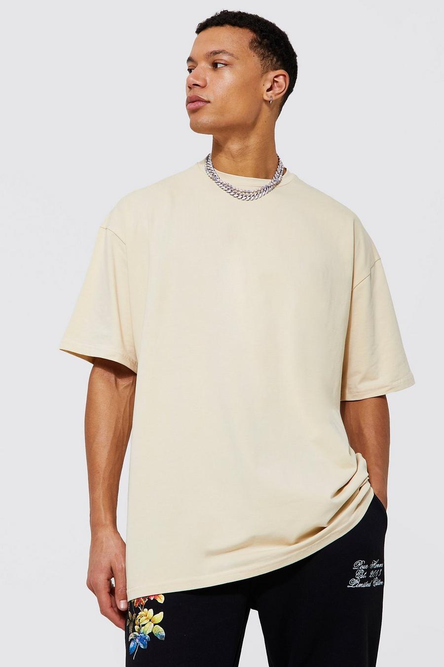 T-shirt Tall Premium oversize, Stone beige