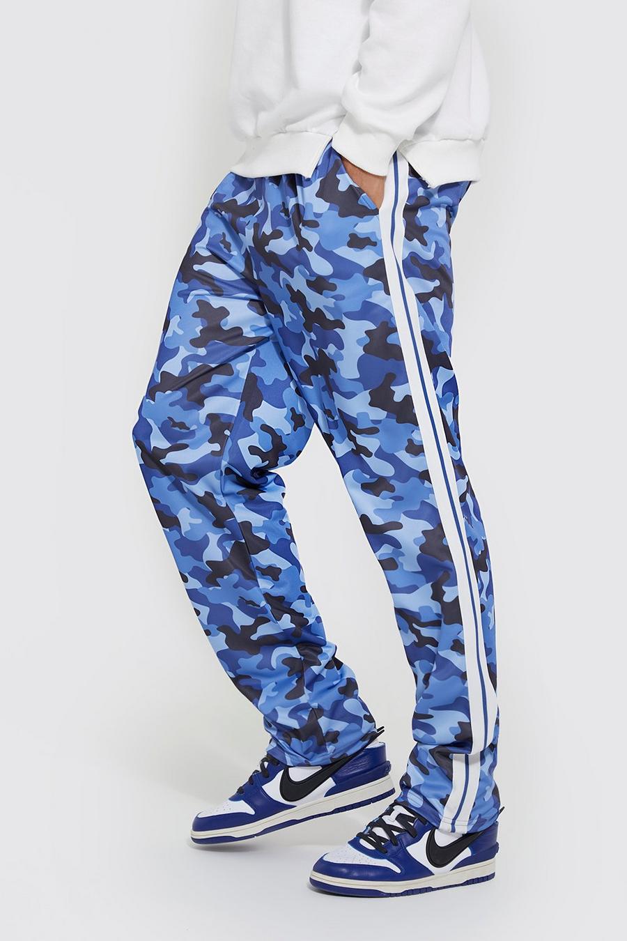 Blue Tall Tricot Camo Jogger With Side Tape image number 1