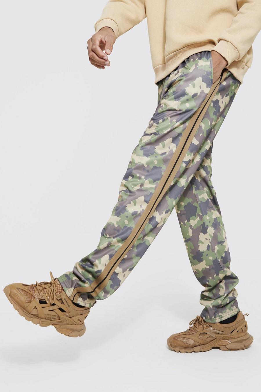 Green Tall Tricot Camo Jogger With Side Tape image number 1