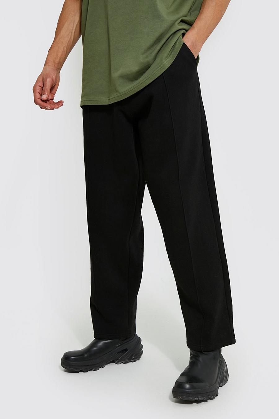 Black מכנסי ריצה קרופ עם קפל, לגברים גבוהים image number 1