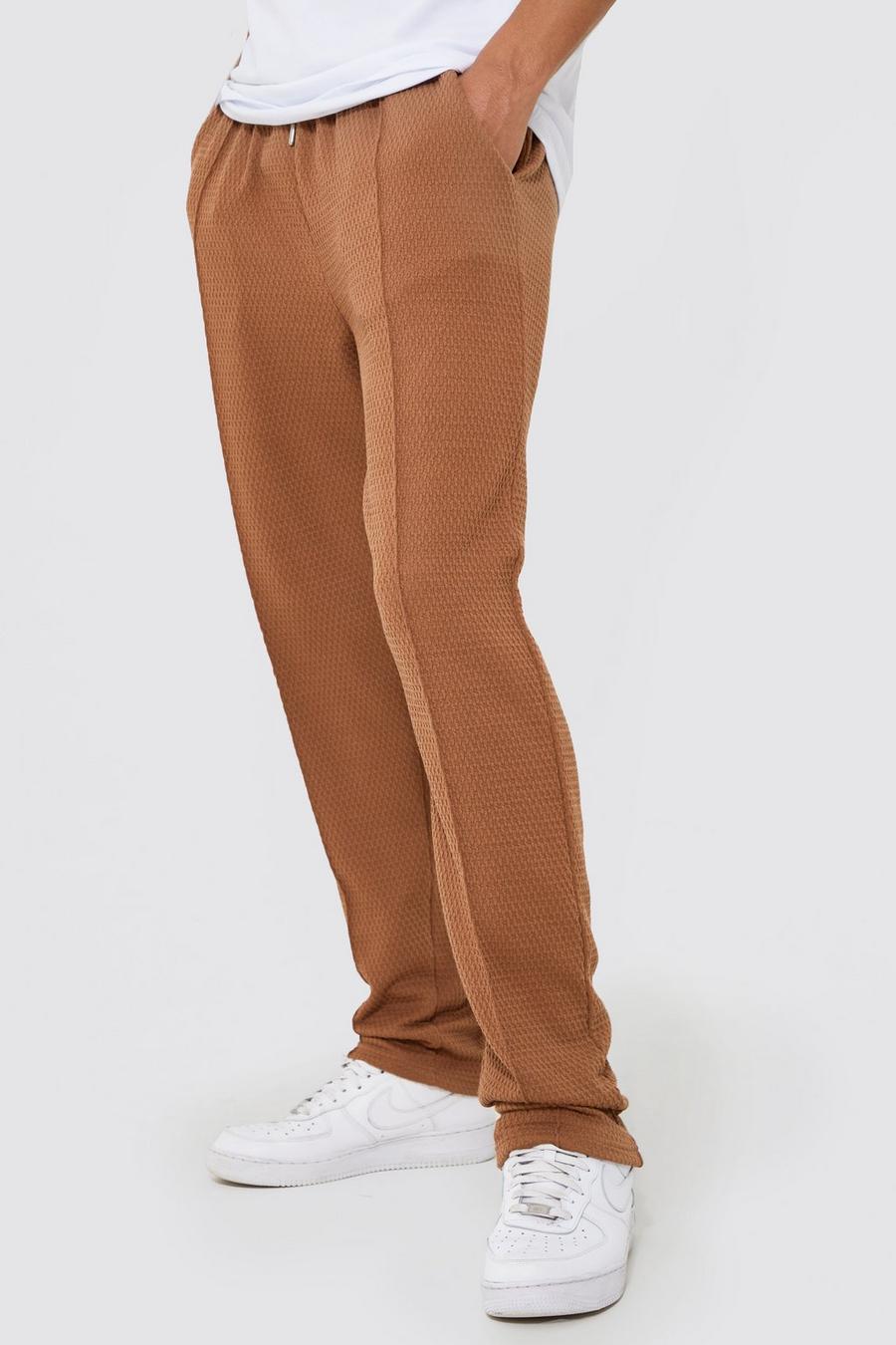 Pantaloni tuta Tall in jacquard Slim Fit con nervature, Taupe image number 1