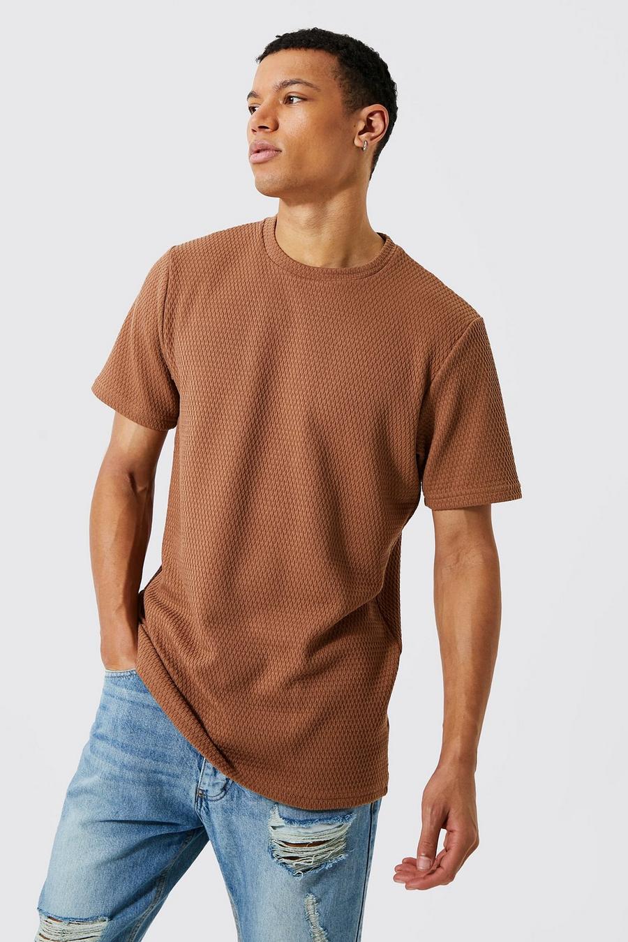 Tall Jacquard T-Shirt, Taupe image number 1