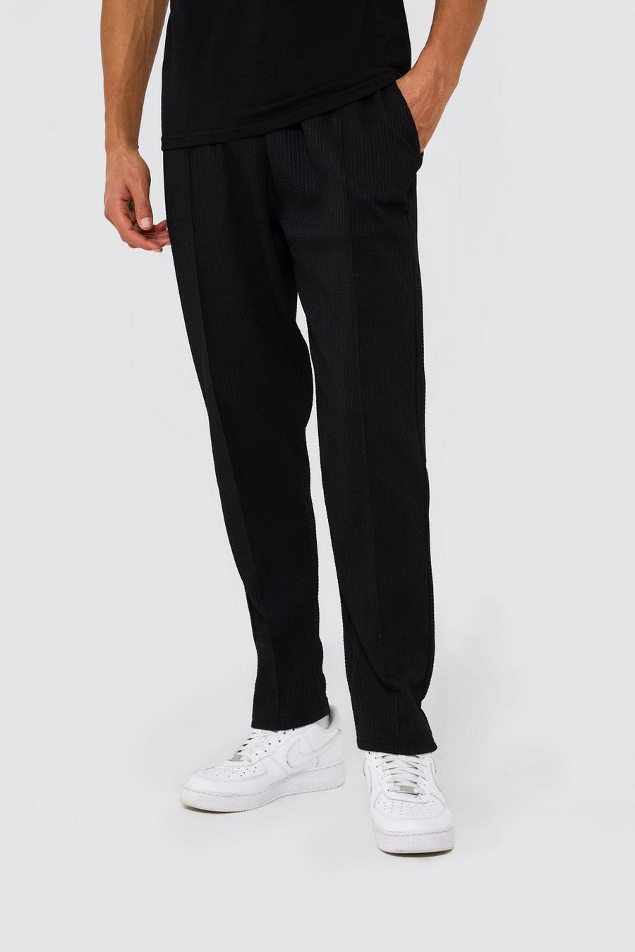 Pantalón deportivo Tall de jacquard ajustado con alforza, Black negro