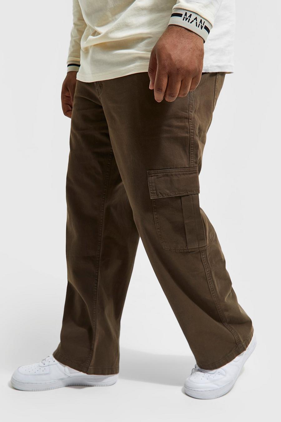 Chocolate brown Plus Straight Leg Worker Cargo Trouser