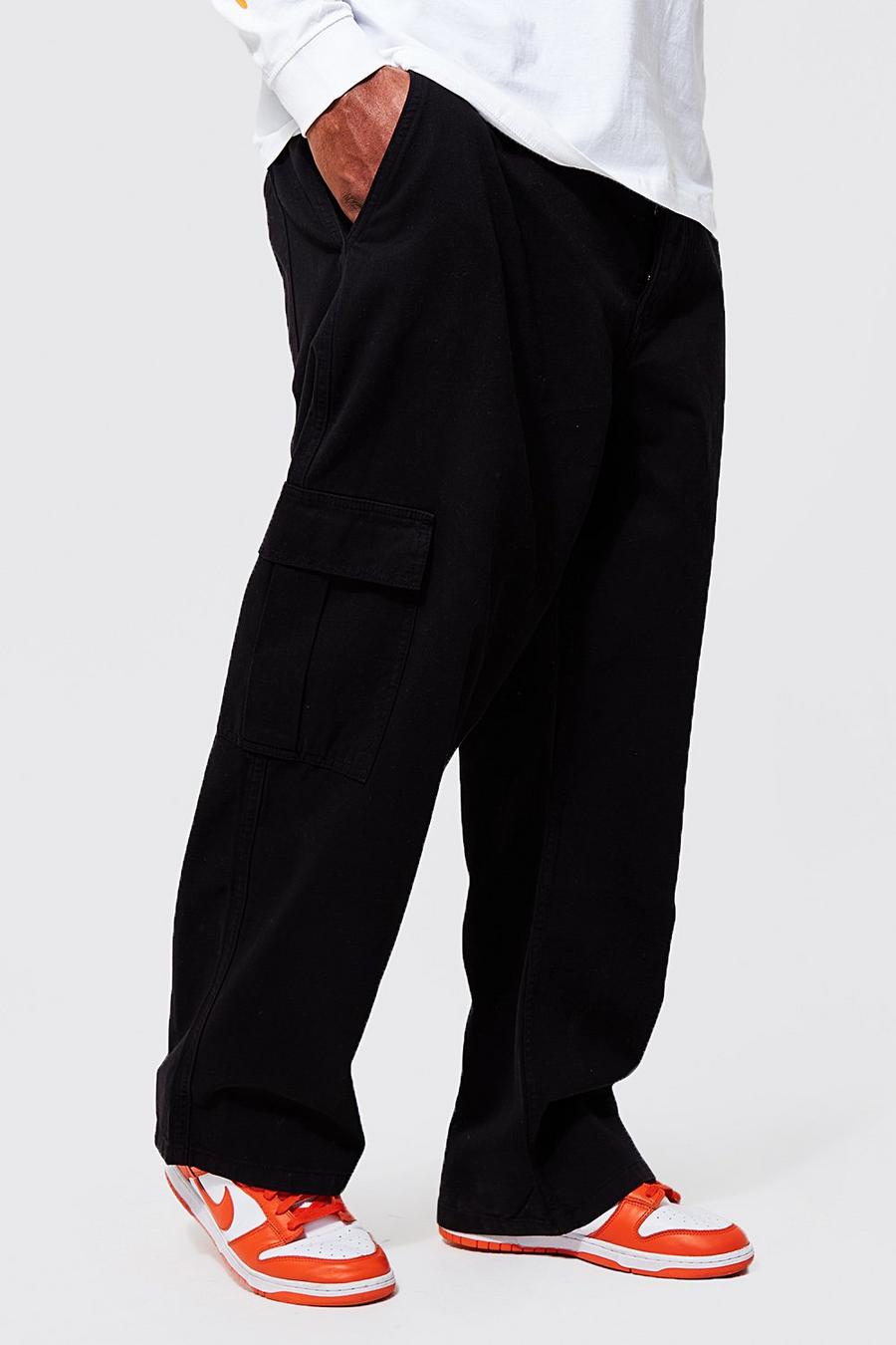 Black Plus Straight Leg Worker Cargo Trouser image number 1