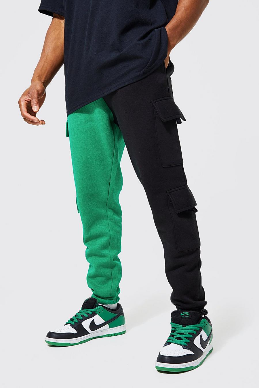 Green מכנסי ריצה דגמ"ח עם פאנלים בסגנון שימושי בגזרה צרה image number 1