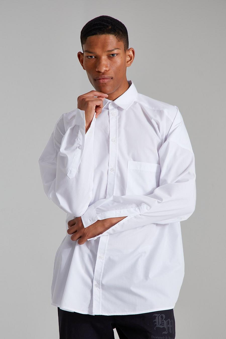 Camicia oversize a maniche lunghe in popeline, White image number 1