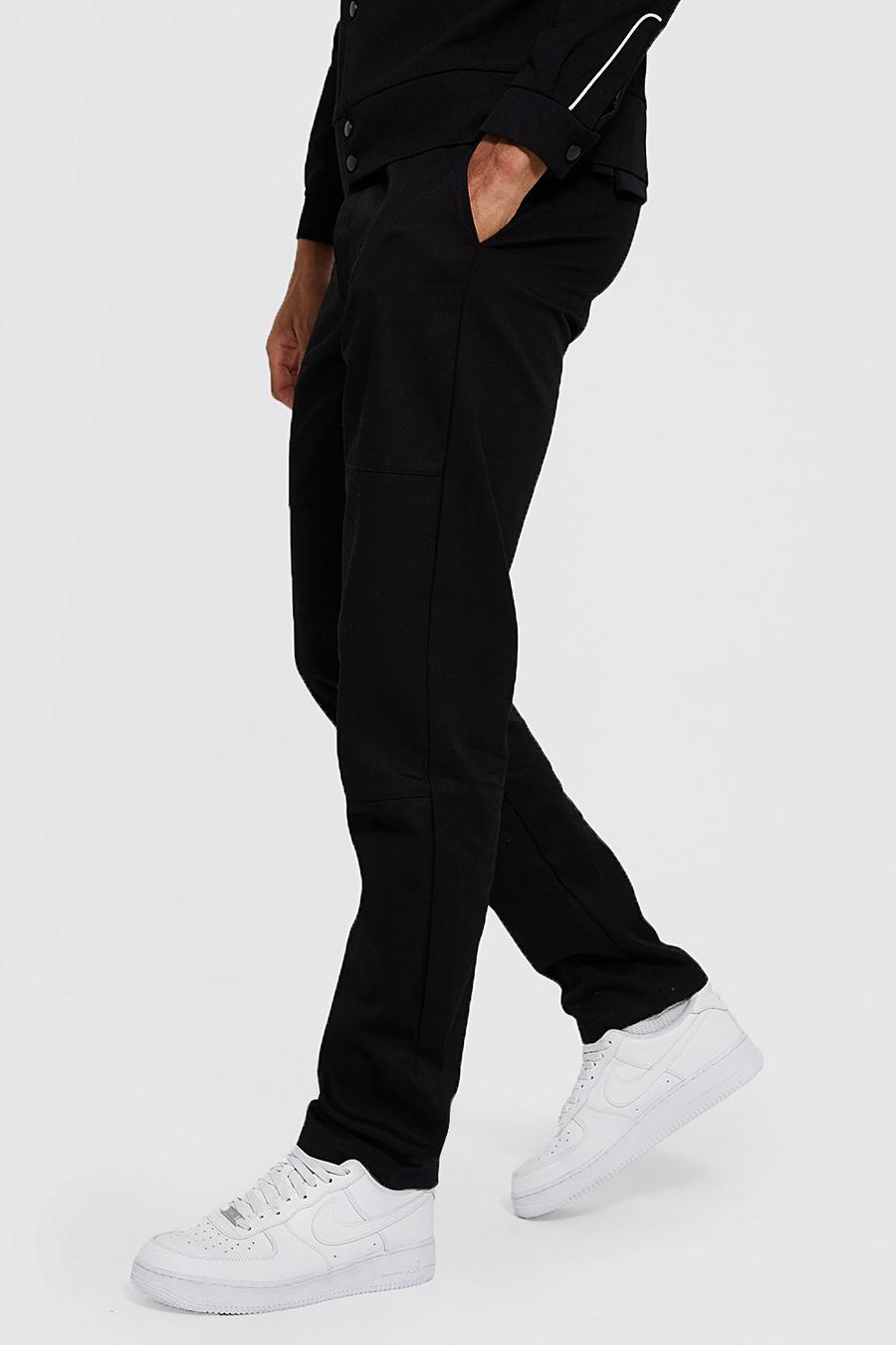 Black Tall Twill Straight Leg Knee Patch Trouser image number 1