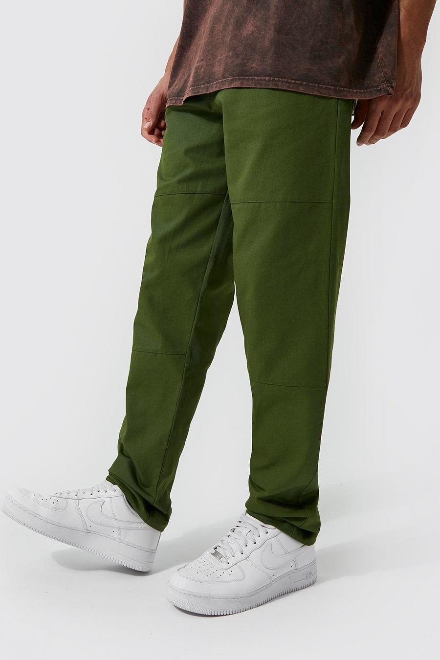 Pantaloni Tall dritti in twill con toppa sul ginocchio, Khaki image number 1