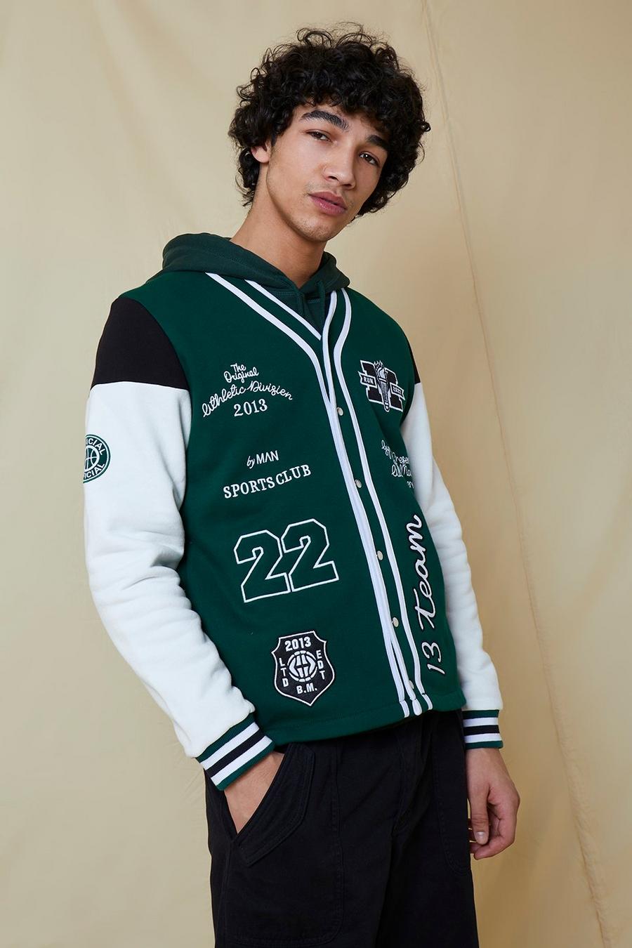Bomber Athletics in jersey con fondo dritto, Green gerde image number 1
