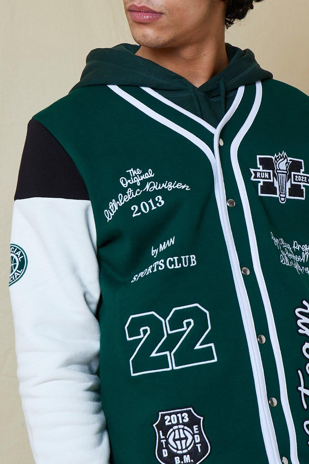 Mens Letterman Boston Celtics Green and White Varsity Bomber Jacket