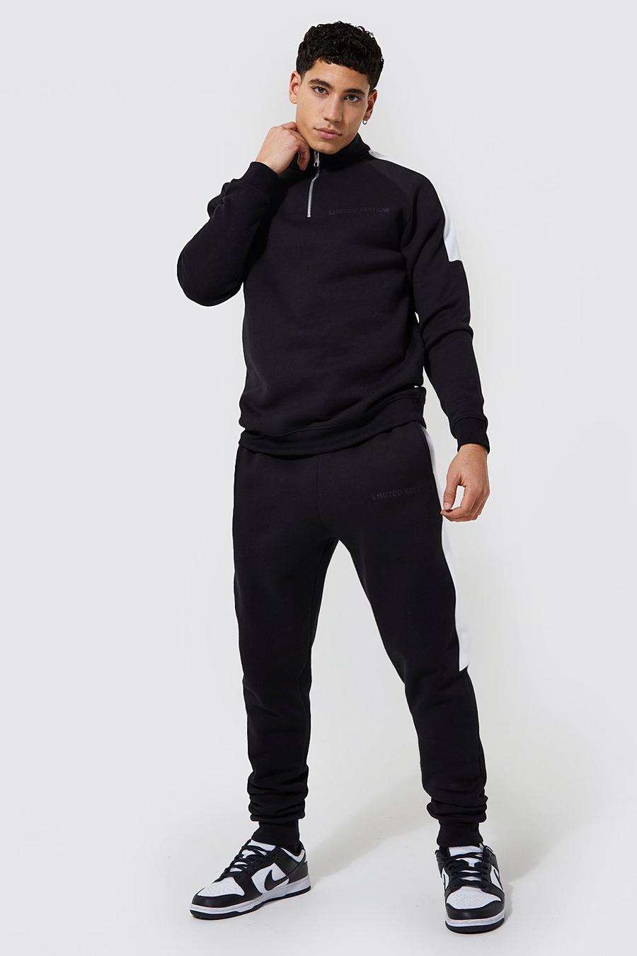 Ensemble de survêtement veste zippée et pantalon à bandes contrastantes - Limited Edition, Black