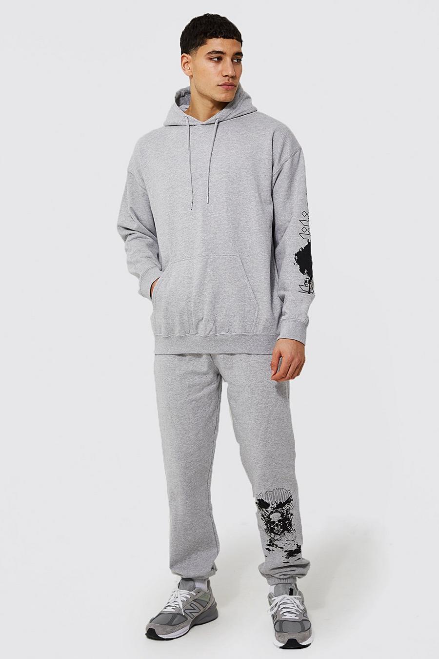 Charcoal Limited 1/4 Zip Panel Funnel Neck Tracksuit image number 1